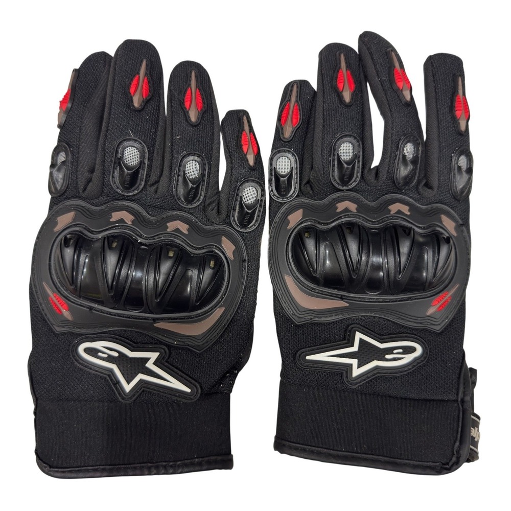 Alpinestars Hard Knuckle Motorcycle Gloves Black Red Racing Riding Gear